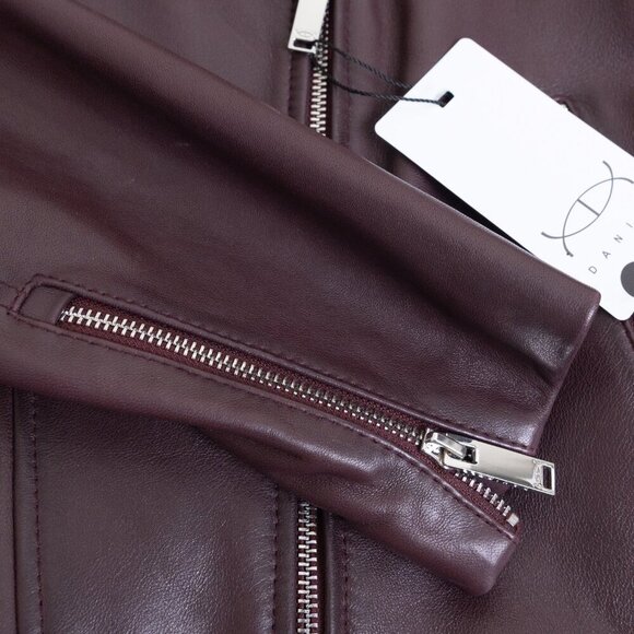 DANIER Juliette Genuine Leather Moto Jacket in Bordeaux - Picture 7 of 15
